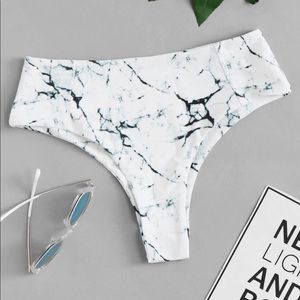 High waisted marble bikini bottoms